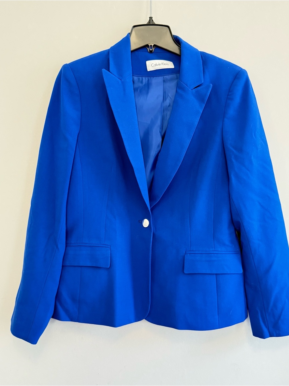 Calvin Klein Sleek Modern Women's Royal Blue Single-Button Blazer Size M